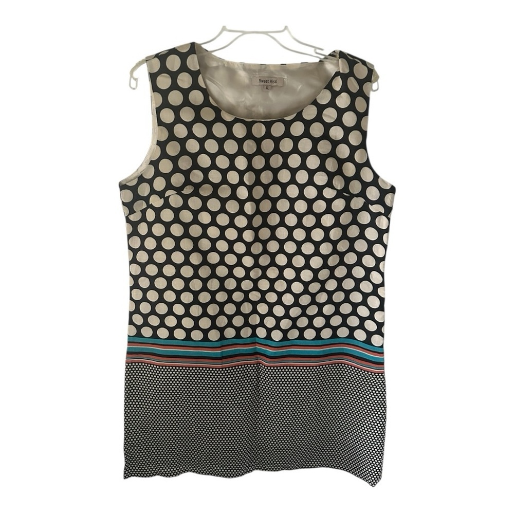Sweet Miss Woman’s Dress Polka Dot Sleeveless Cream & Black Size XL